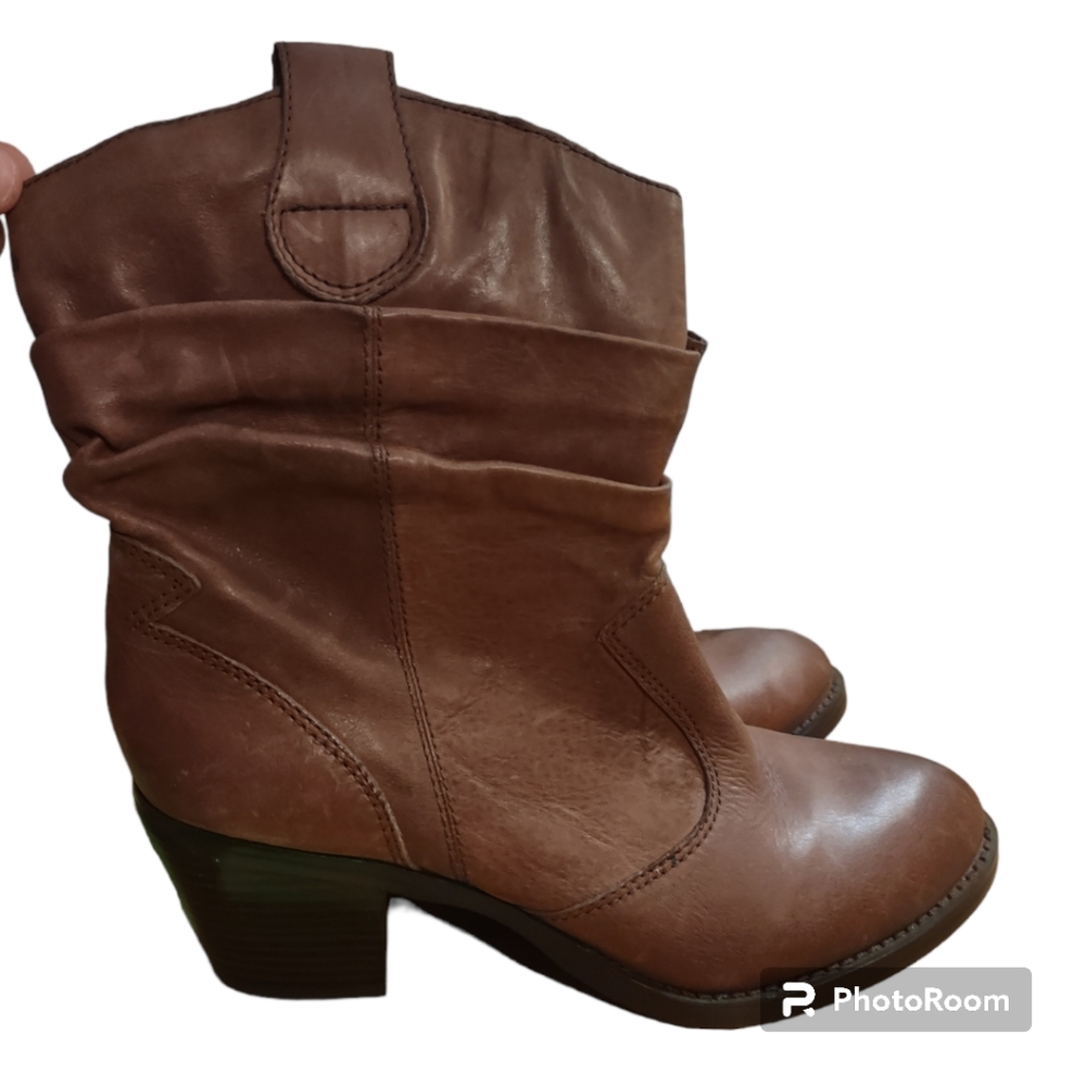 Arturo Chiang Leather Slouch Boots Size 9.5